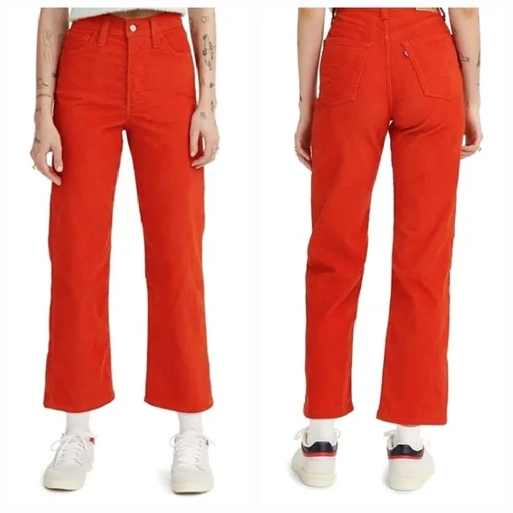 Levi's Corduroy Ribcage Straight Ankle Pants Jeans Ultra High Rise Stretch NWT